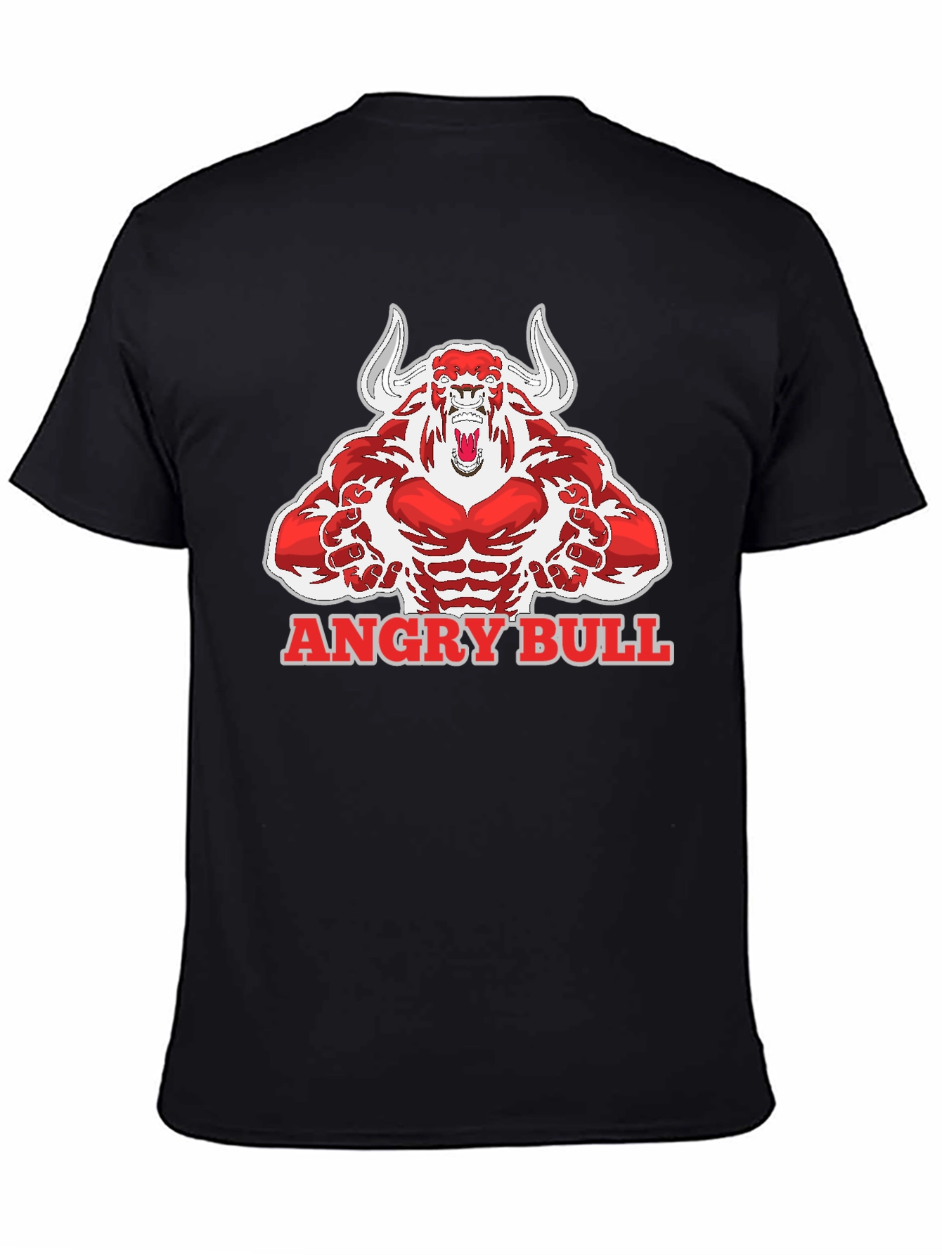 Angry Bull Graphic Tee - Mens Black Cotton T-Shirt