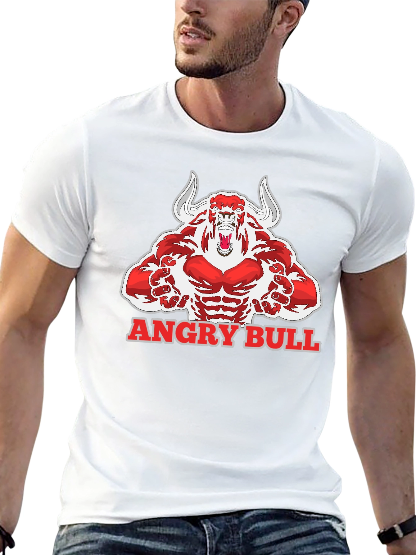 Angry Bull Graphic Tee - Mens Black Cotton T-Shirt
