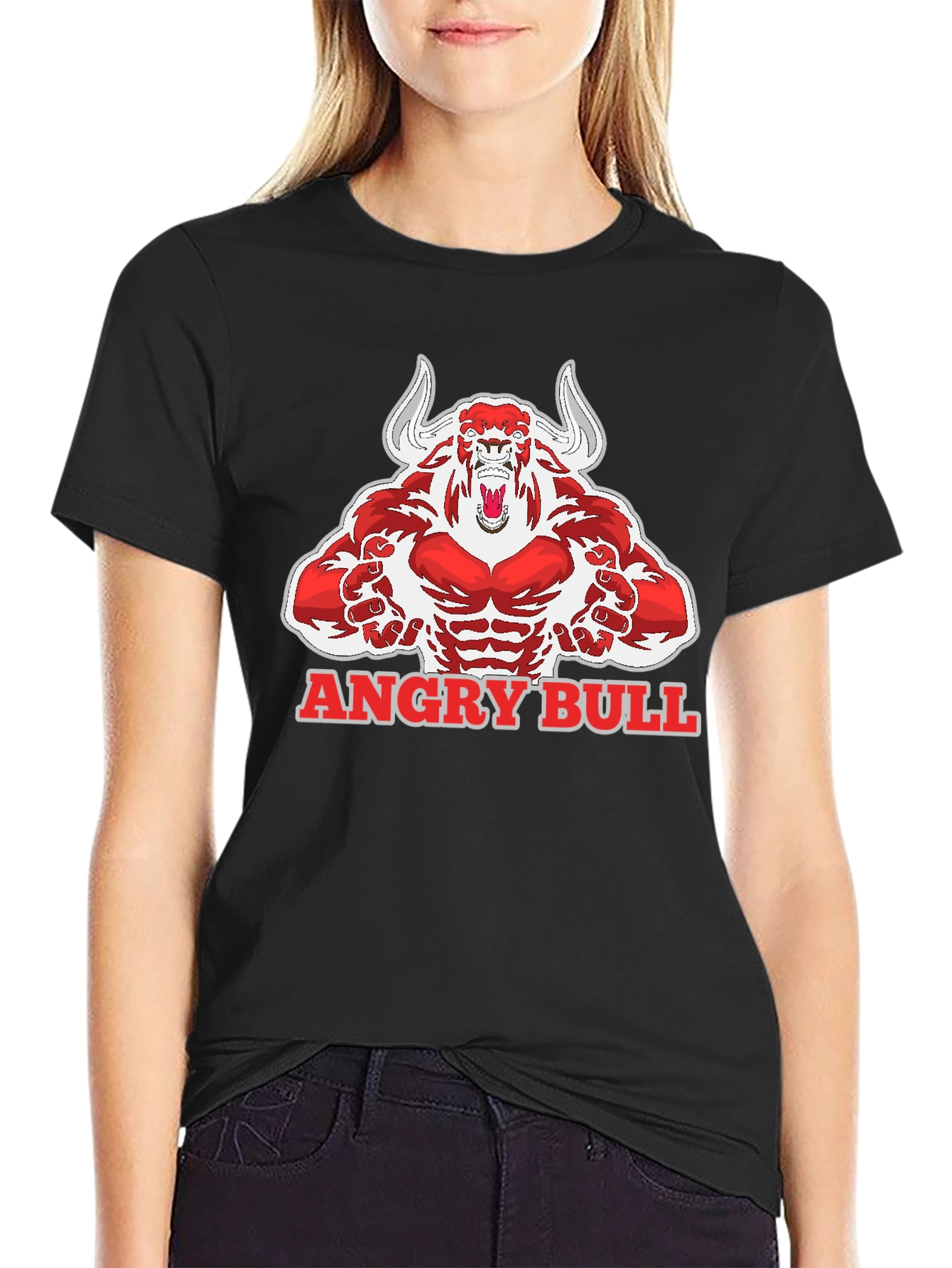 Angry Bull Graphic Tee - Mens Black Cotton T-Shirt