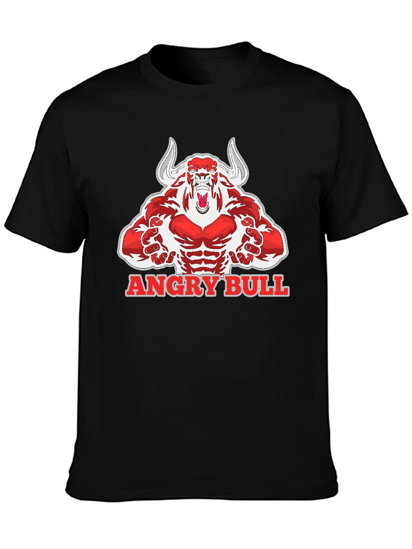 Angry Bull Graphic Tee - Mens Black Cotton T-Shirt