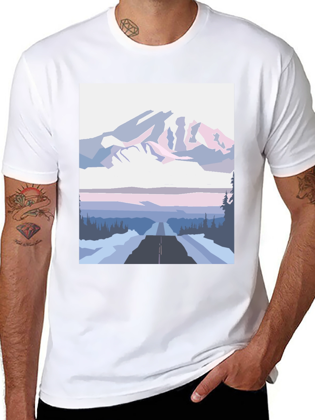 Mountain Road Graphic Tee - Black Cotton