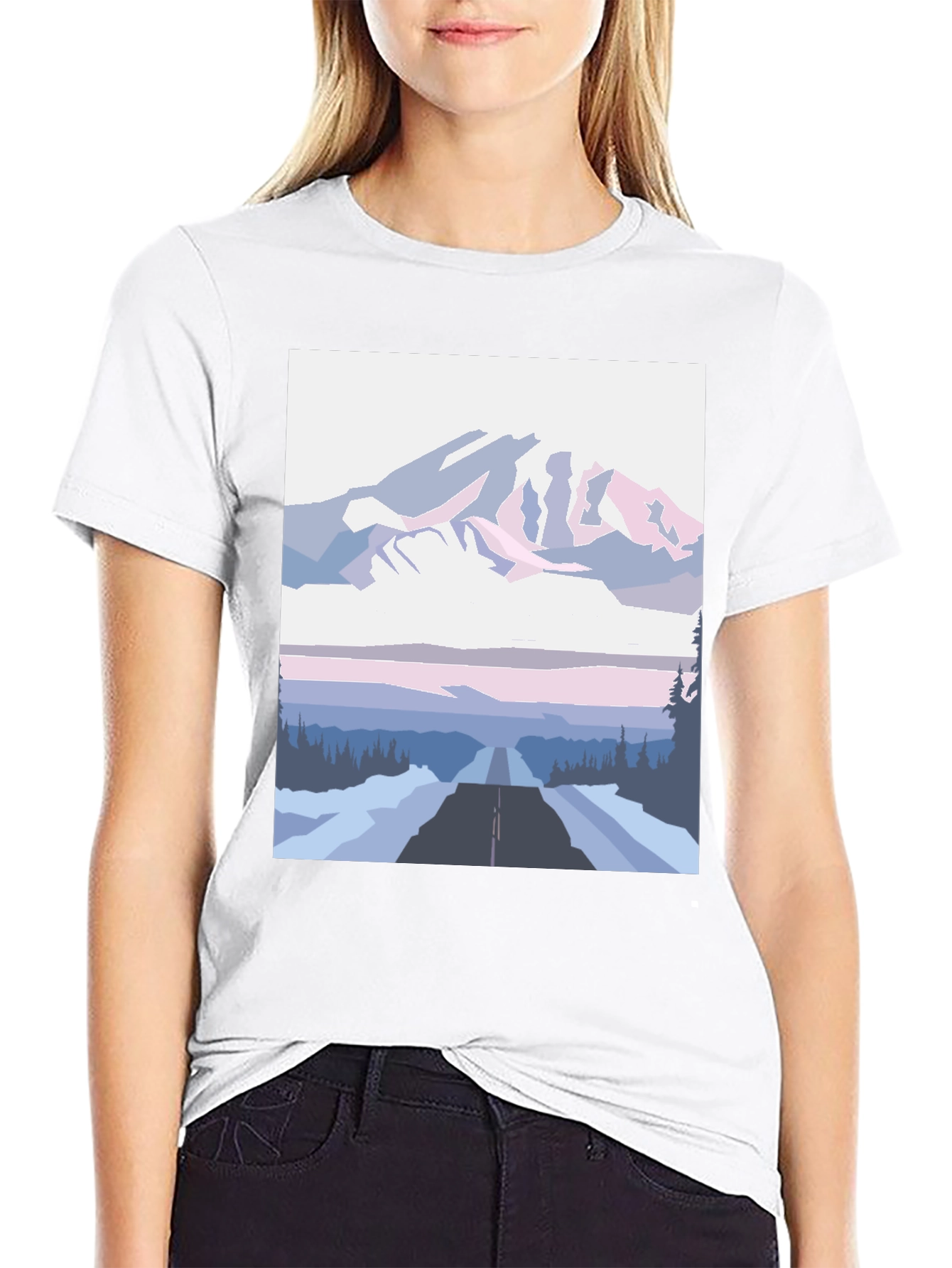 Mountain Road Graphic Tee - Black Cotton