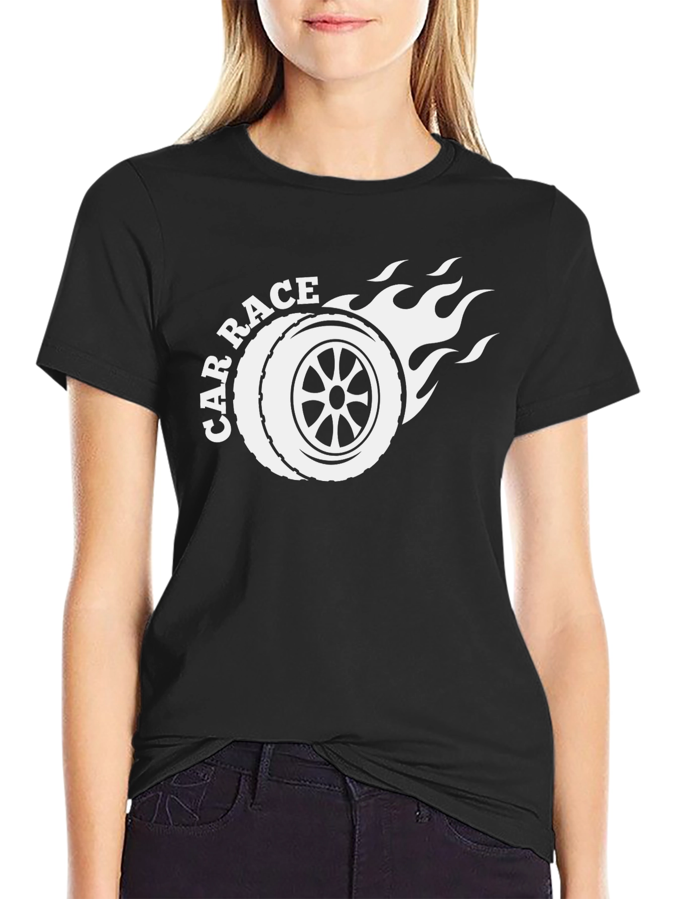 Car Race Tire Graphic Tee - Black