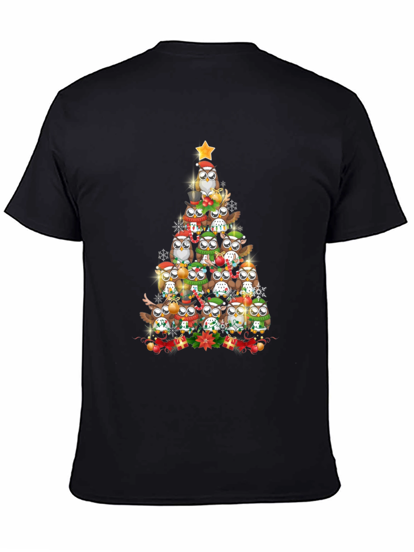 Festive Owl Christmas Tree Graphic Tee