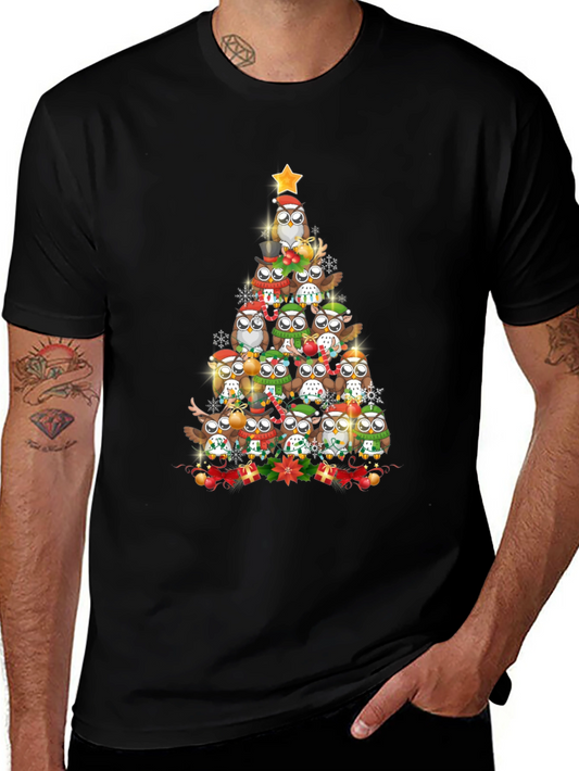 Festive Owl Christmas Tree Graphic Tee