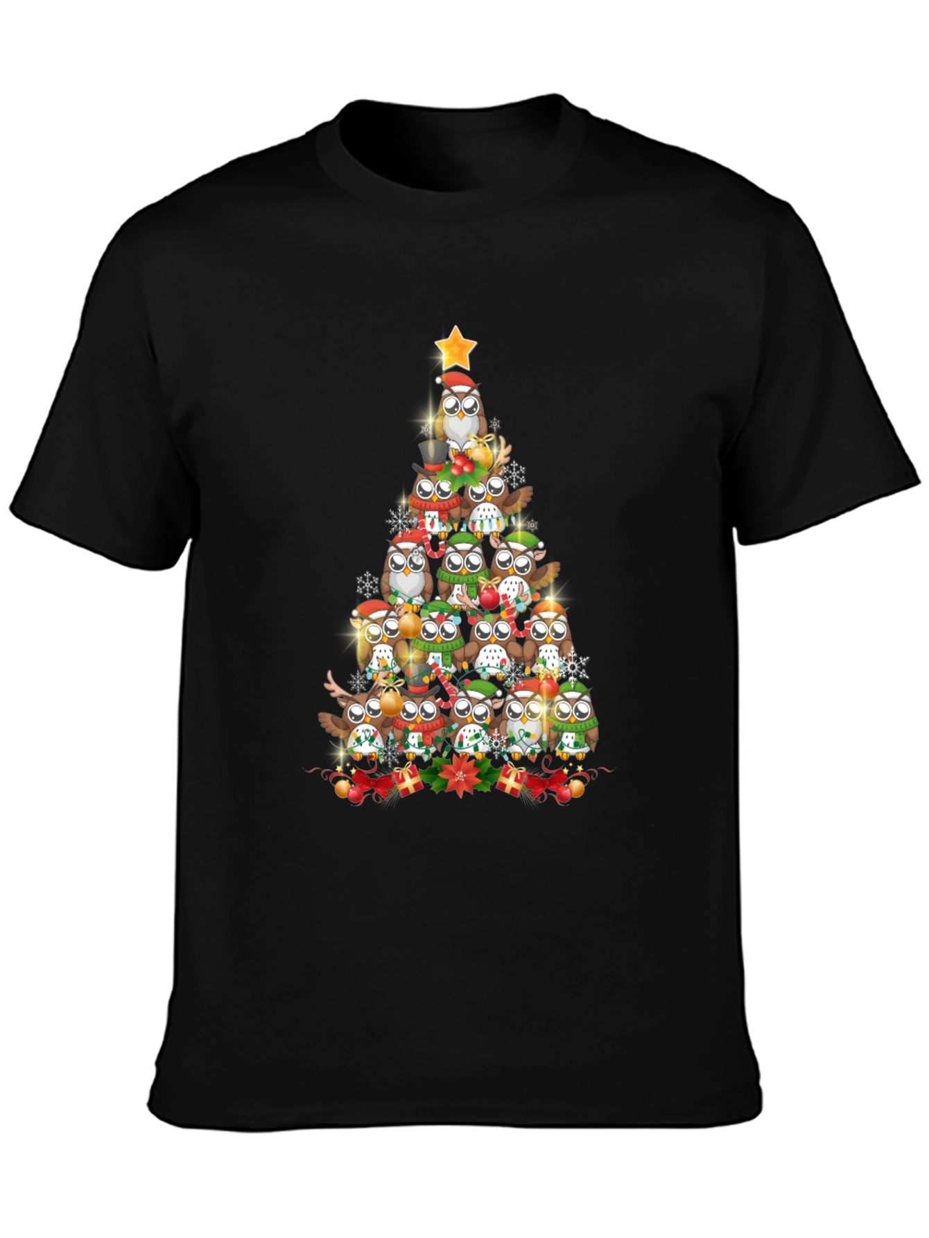 Festive Owl Christmas Tree Graphic Tee