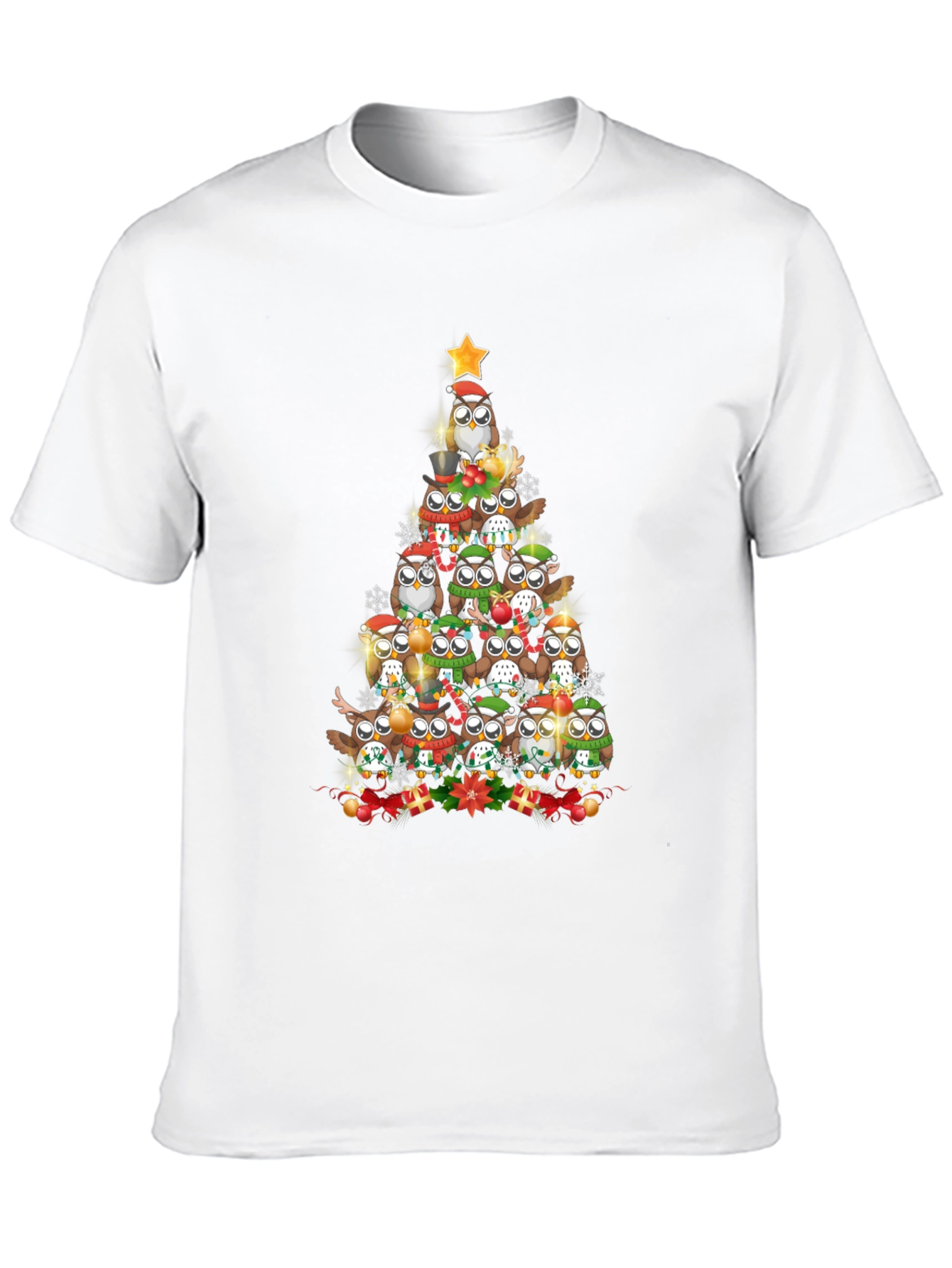 Festive Owl Christmas Tree Graphic Tee