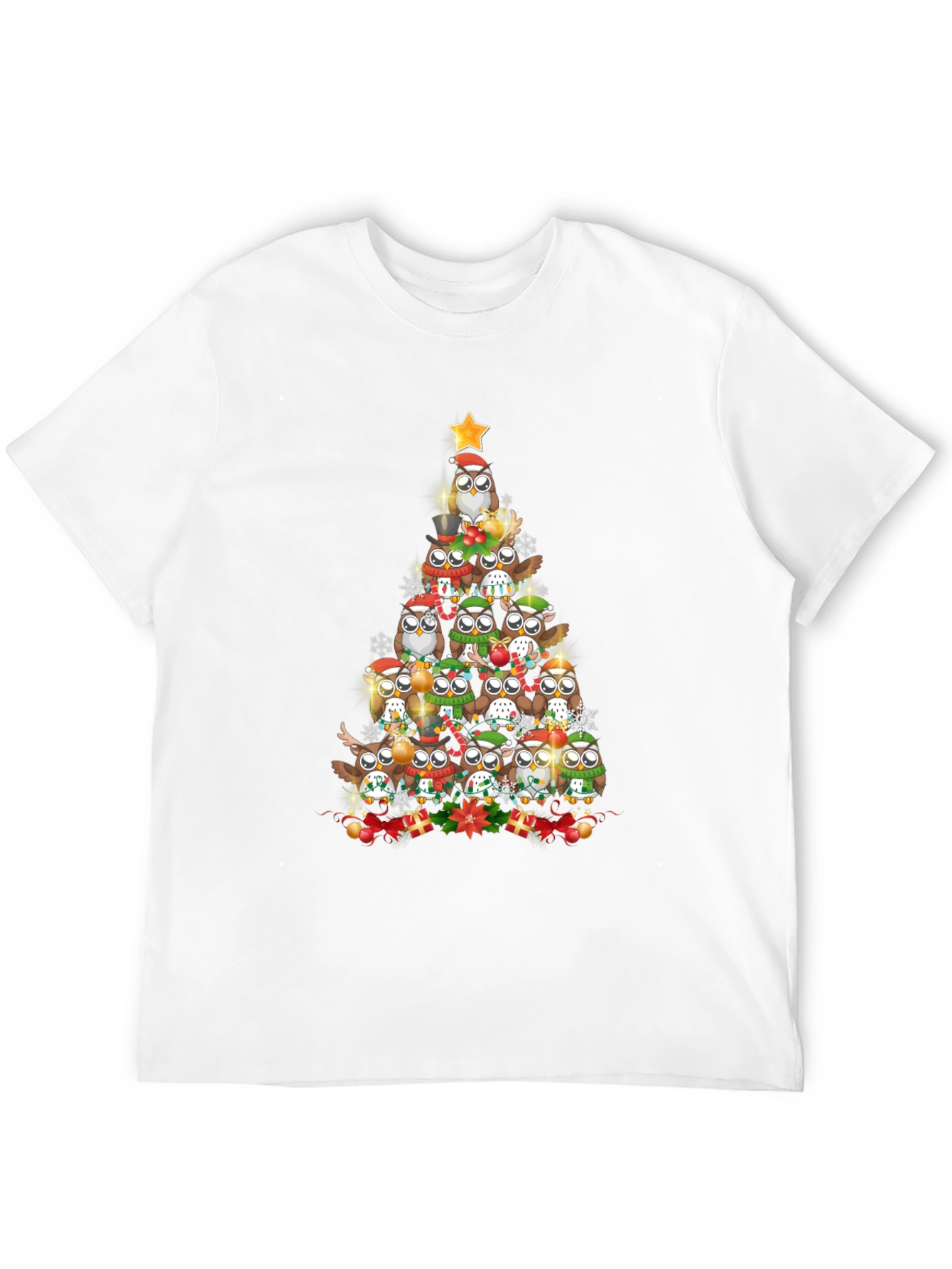 Festive Owl Christmas Tree Graphic Tee