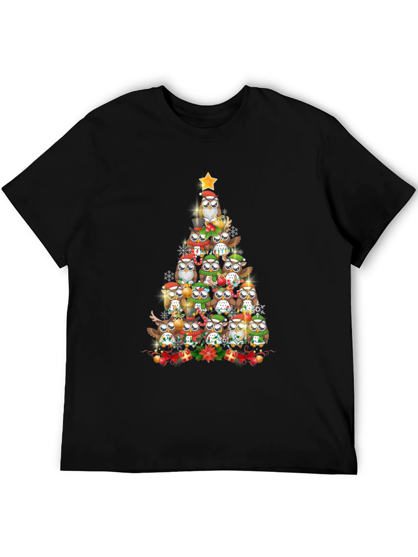 Festive Owl Christmas Tree Graphic Tee