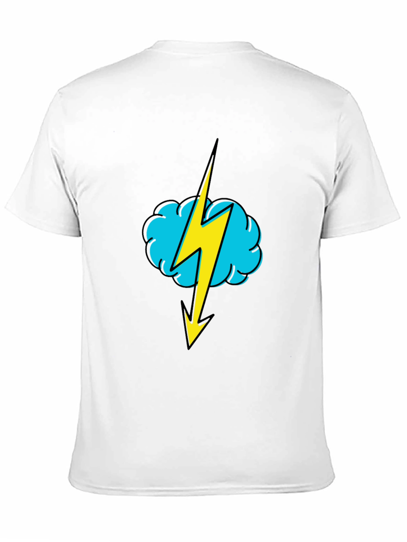 Black T-Shirt with Lightning Cloud Graphic