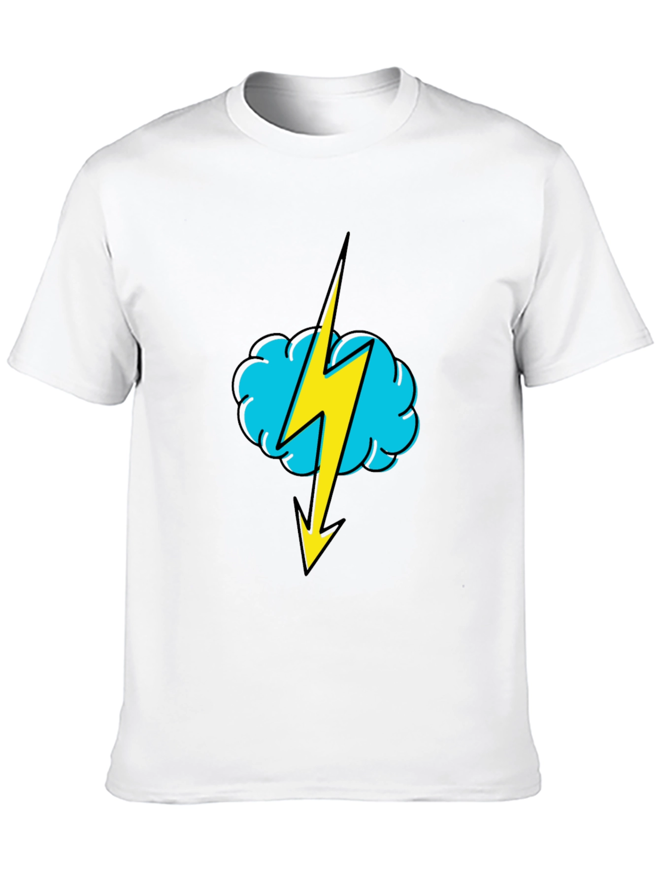 Black T-Shirt with Lightning Cloud Graphic