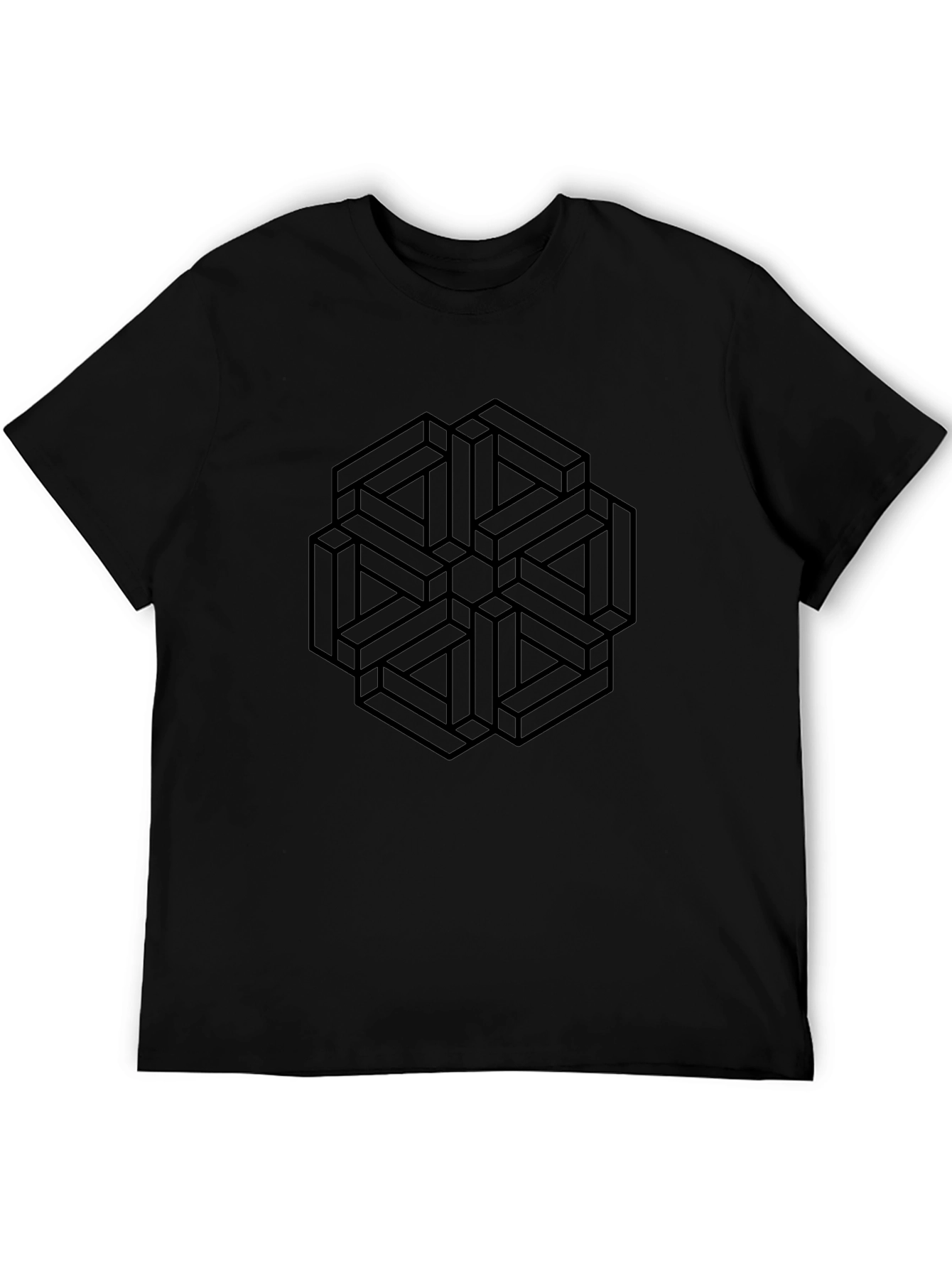 Geometric Illusion Black T-Shirt