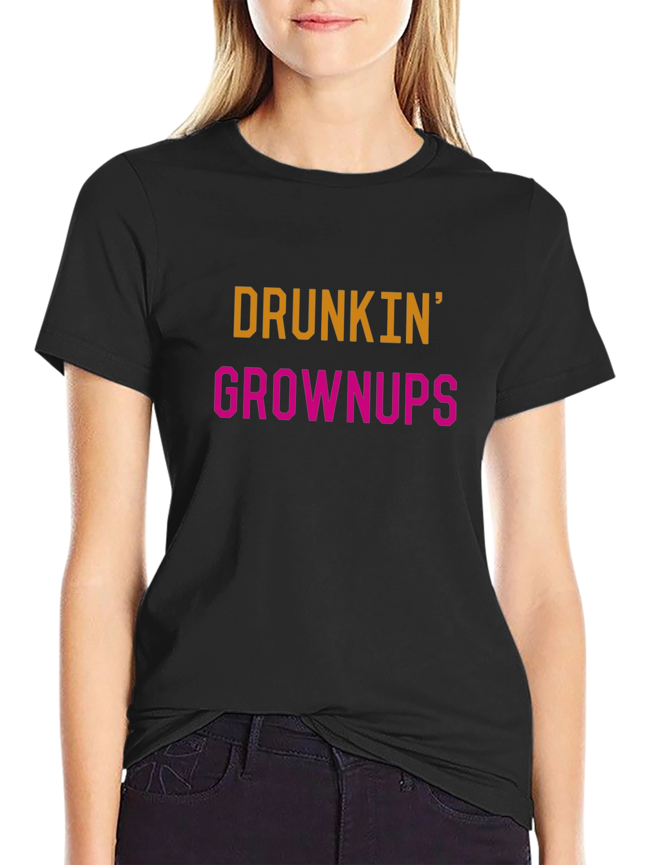 Drunkin Grownups Graphic Tee - Black Cotton Blend