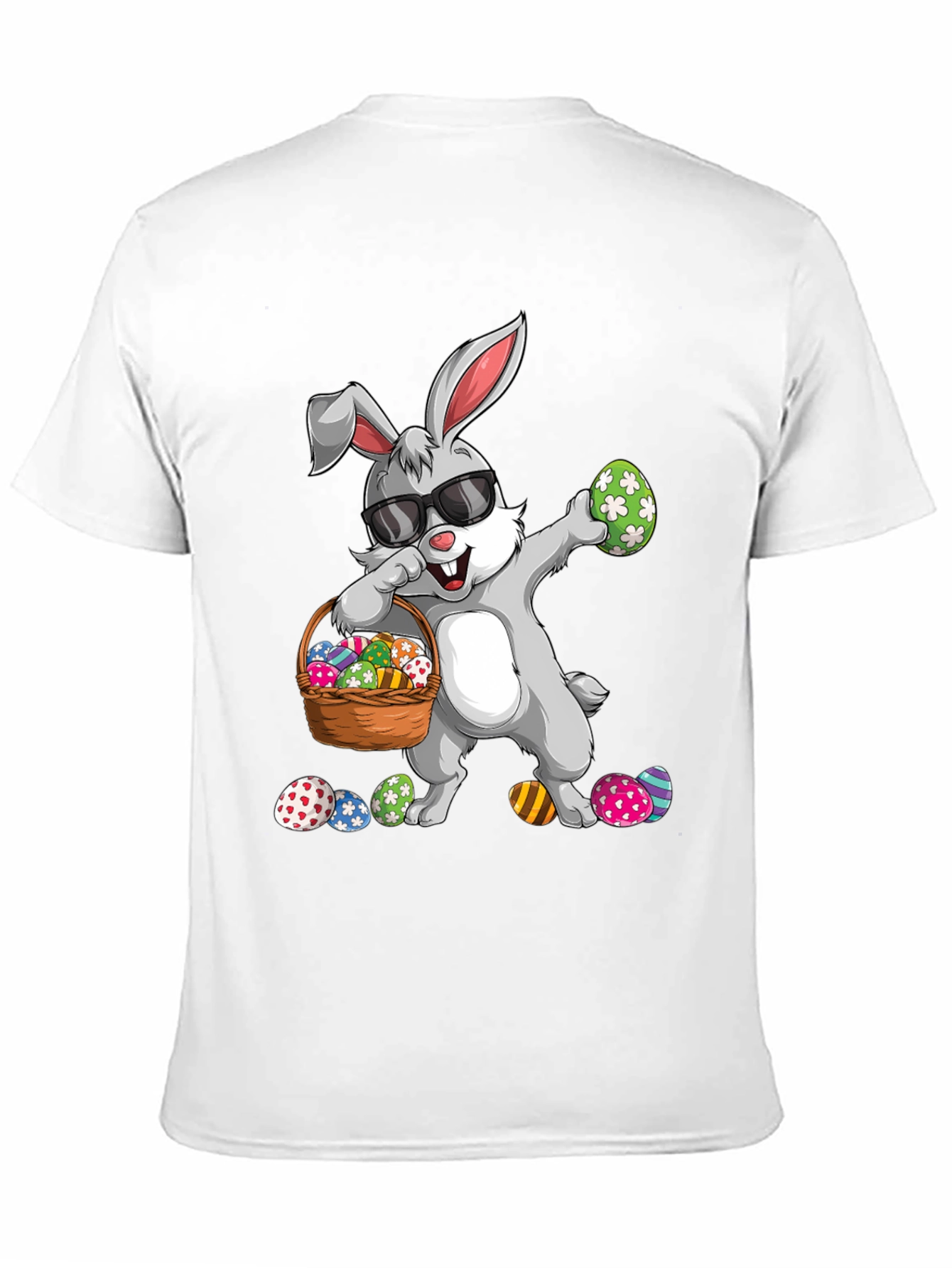 Easter Bunny Dabbing T-Shirt with Egg Basket
