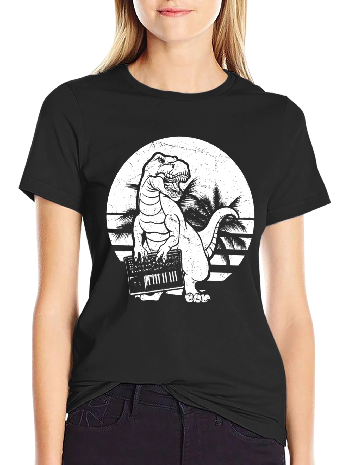 Dinosaur Playing Keyboard T-Shirt