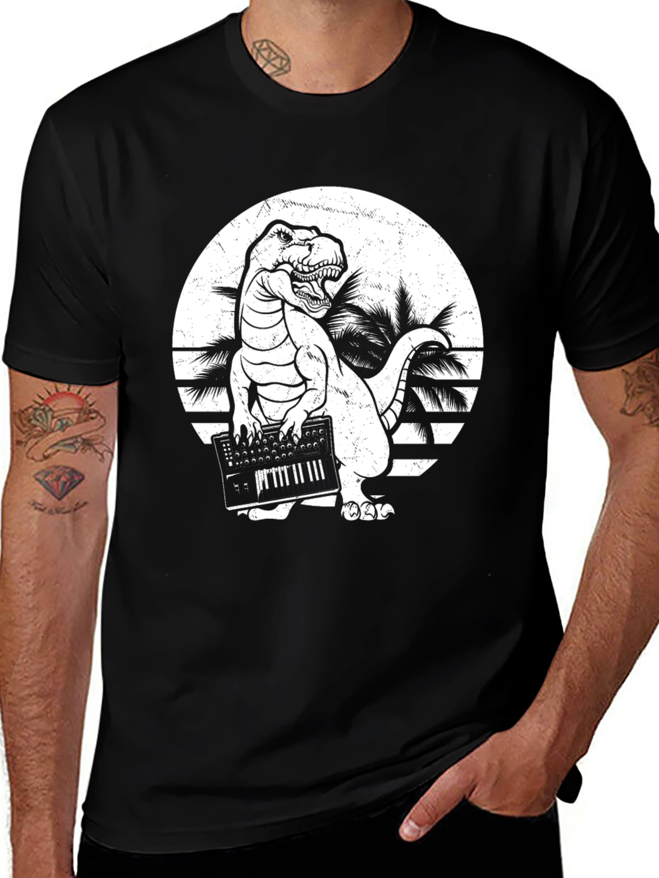 Dinosaur Playing Keyboard T-Shirt