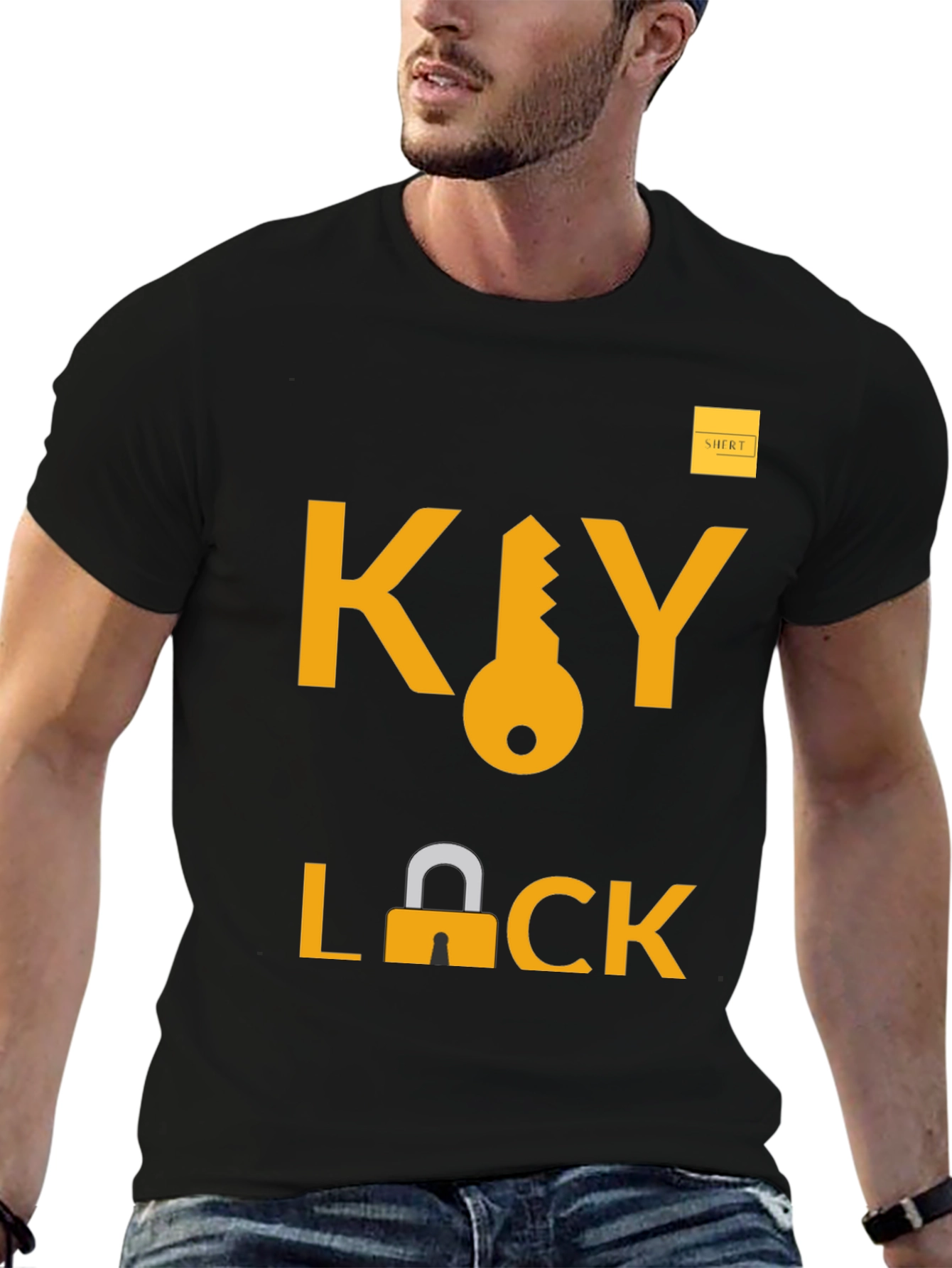 Key Lock Graphic Tee - Trendy Unisex T-Shirt