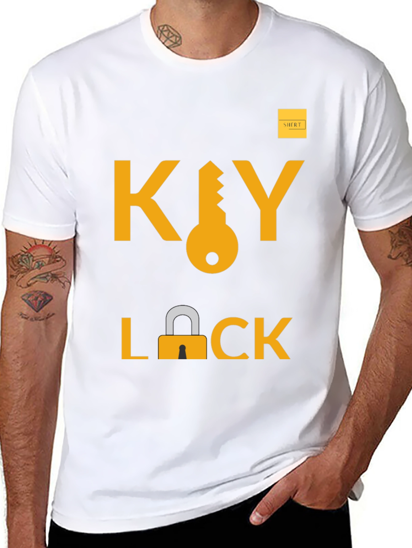 Key Lock Graphic Tee - Trendy Unisex T-Shirt