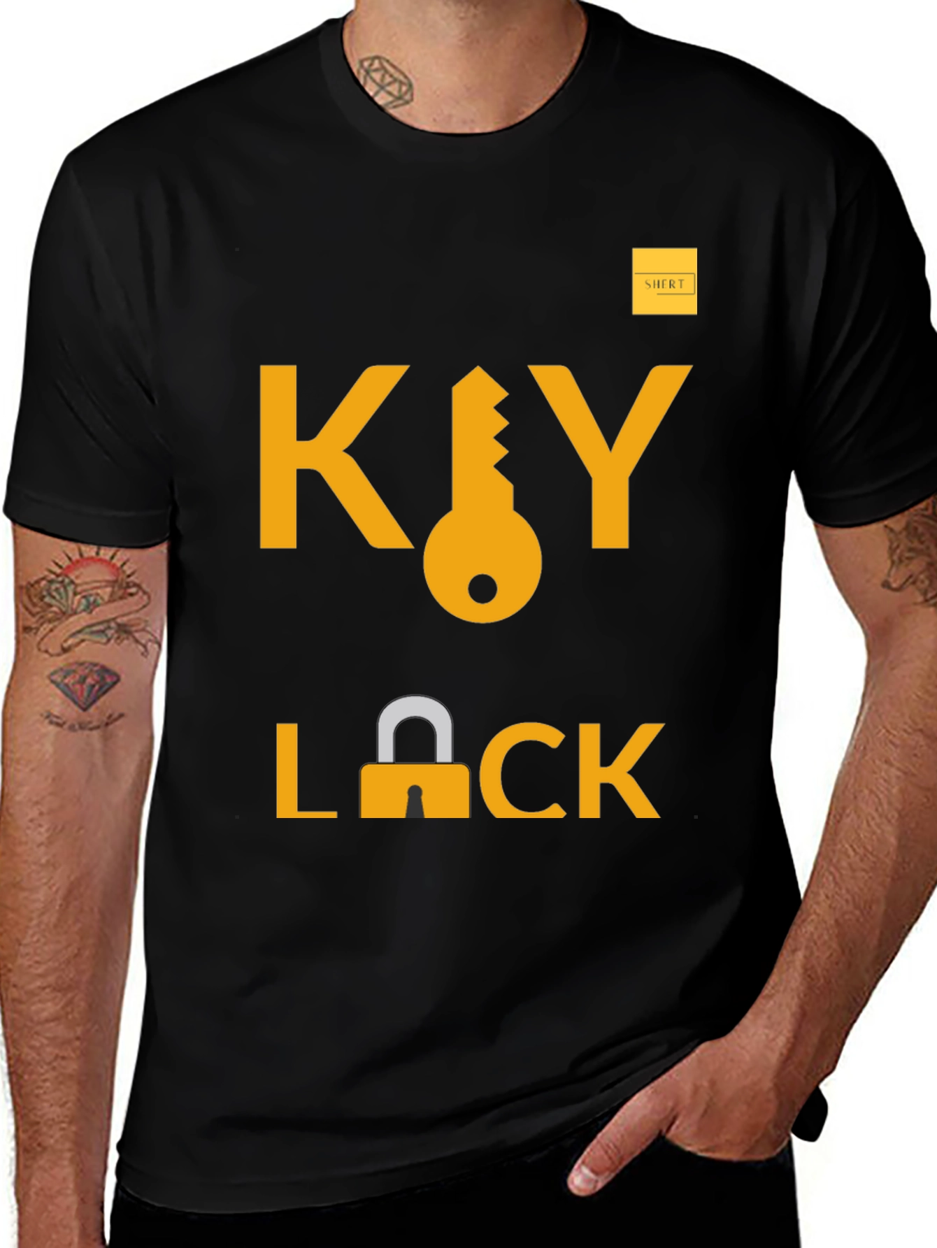 Key Lock Graphic Tee - Trendy Unisex T-Shirt