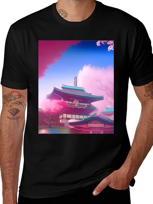 Asian Temple Blossom Graphic Tee