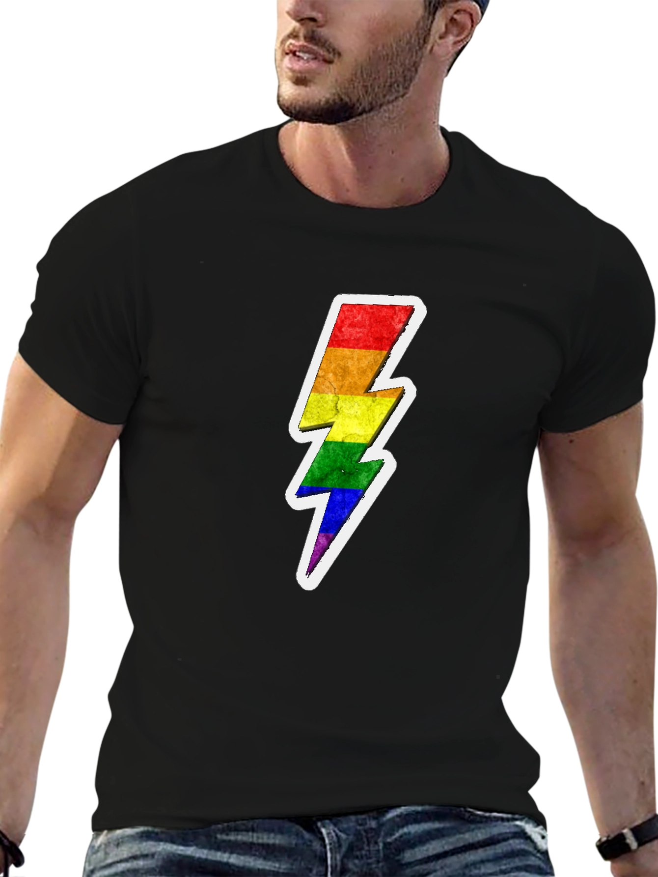 Rainbow Bolt Graphic Tee - Black