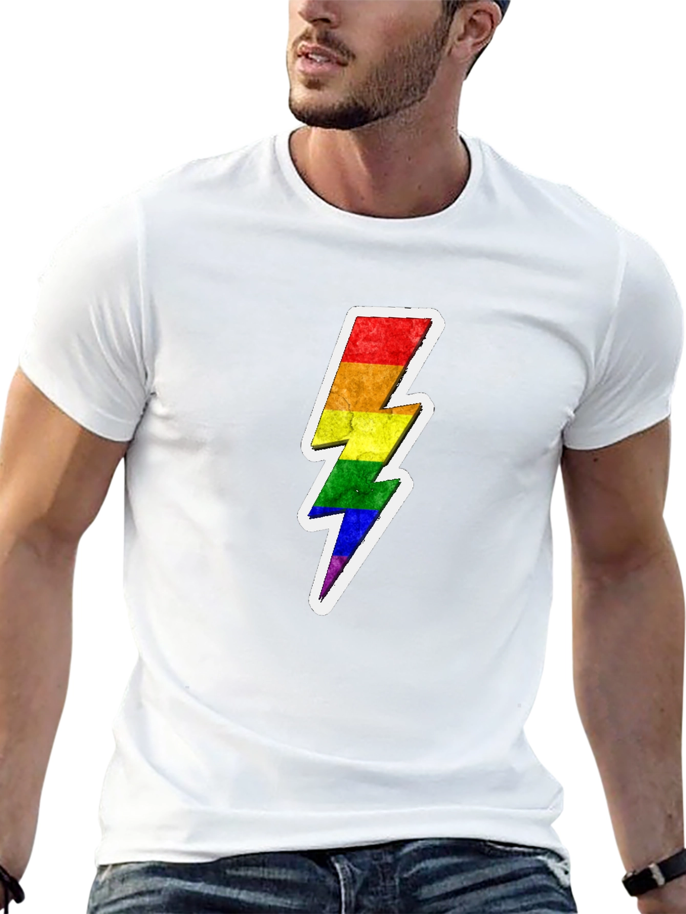 Rainbow Bolt Graphic Tee - Black