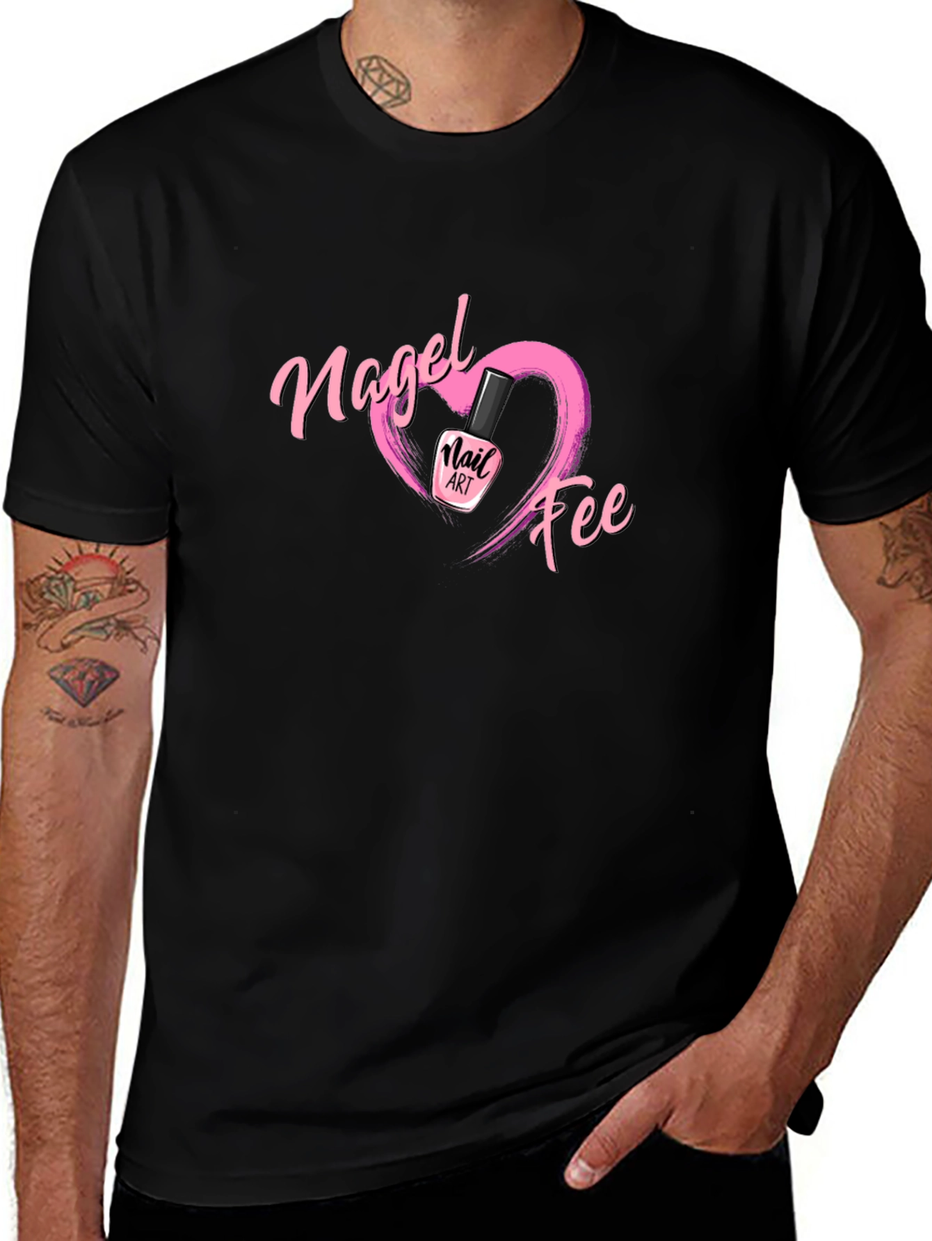 Nail Fee Graphic T-Shirt Unique Heart Design