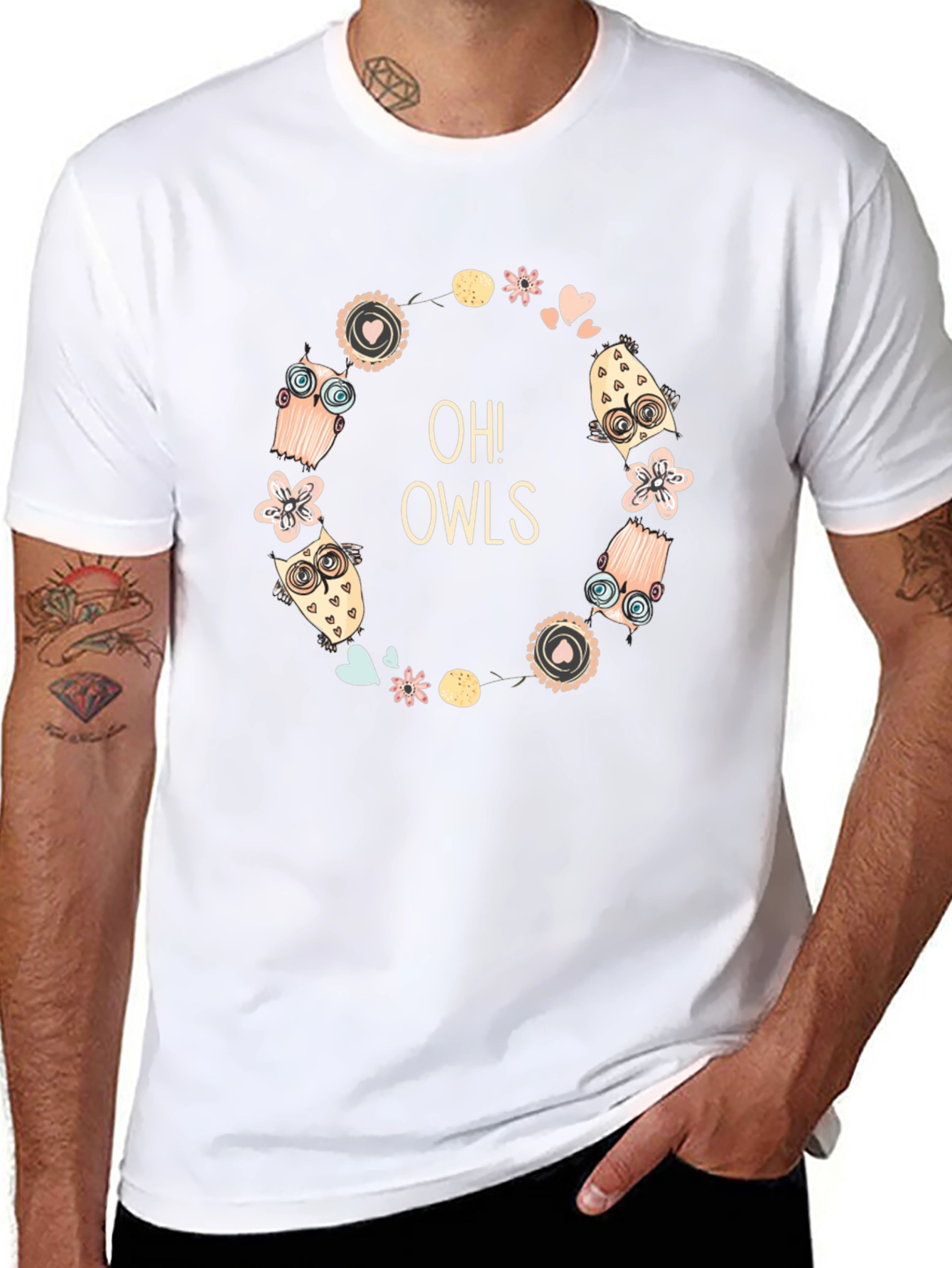 Oh! Owls Graphic Tee - Black Unisex T-Shirt