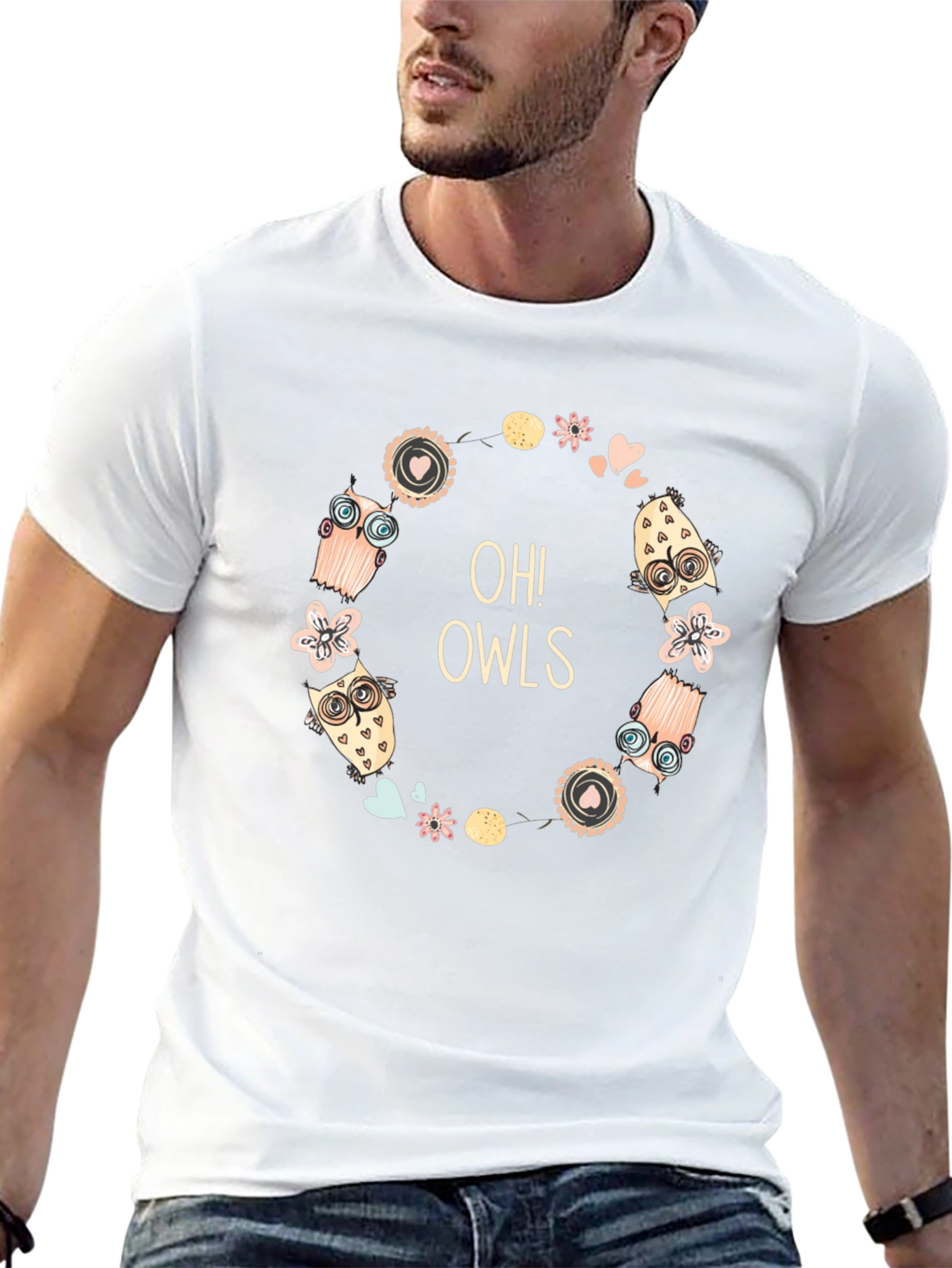 Oh! Owls Graphic Tee - Black Unisex T-Shirt