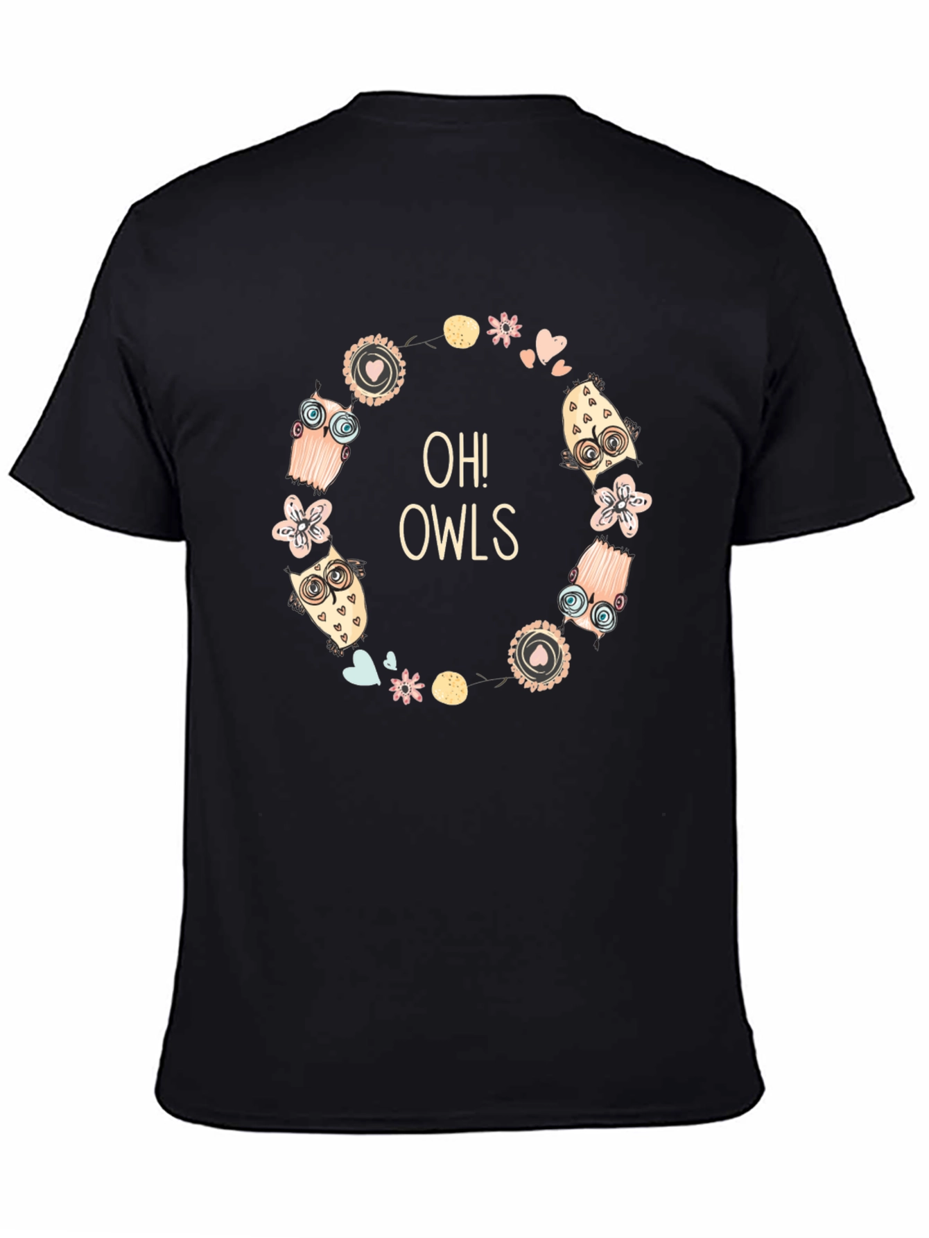 Oh! Owls Graphic Tee - Black Unisex T-Shirt