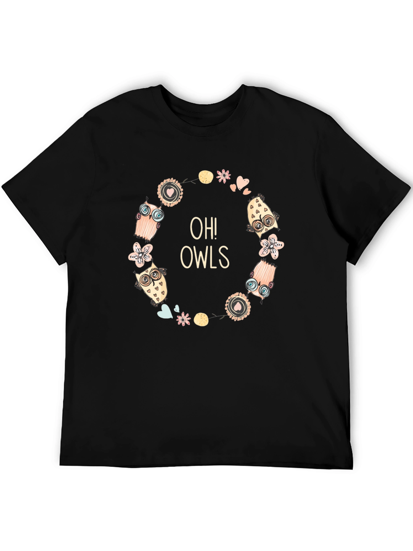 Oh! Owls Graphic Tee - Black Unisex T-Shirt