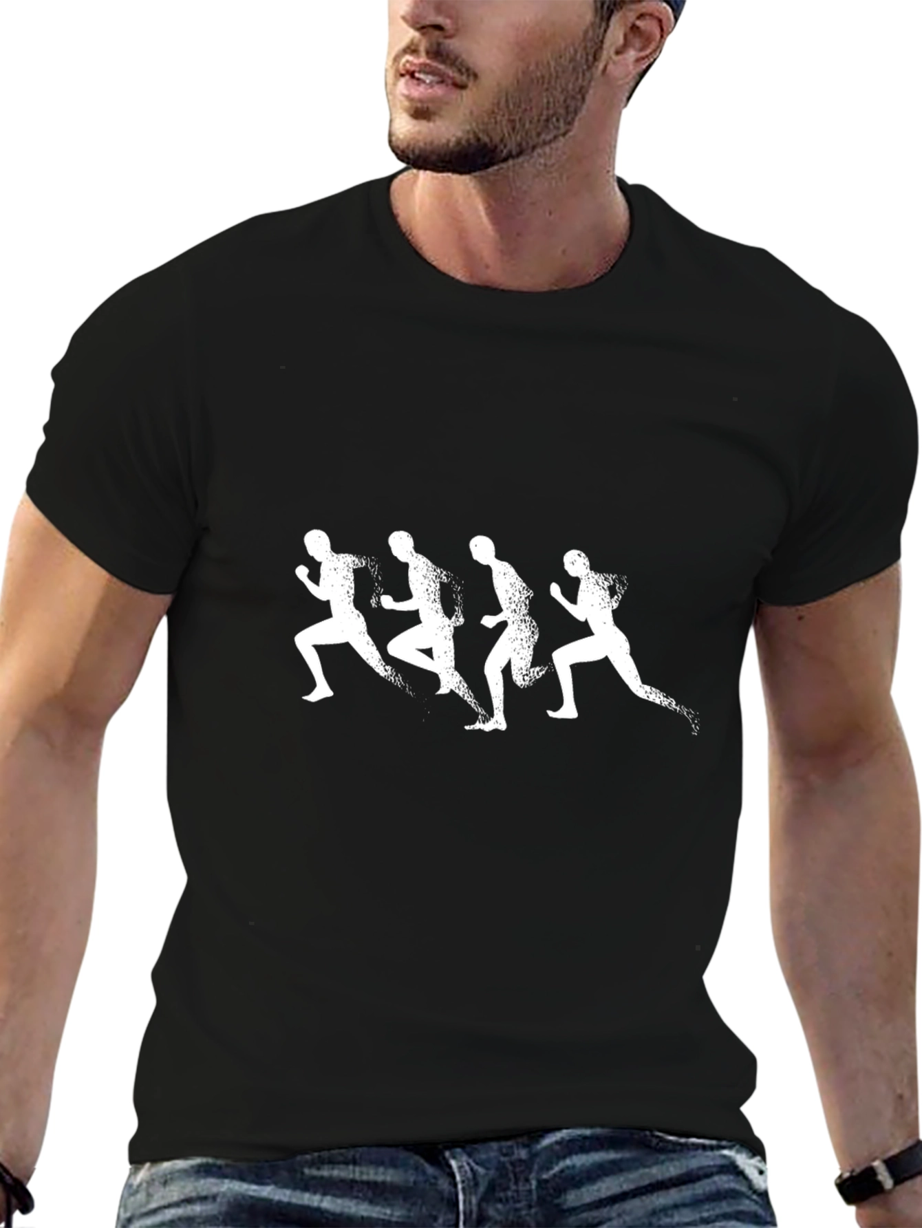 Mens Black Running Graphic T-Shirt