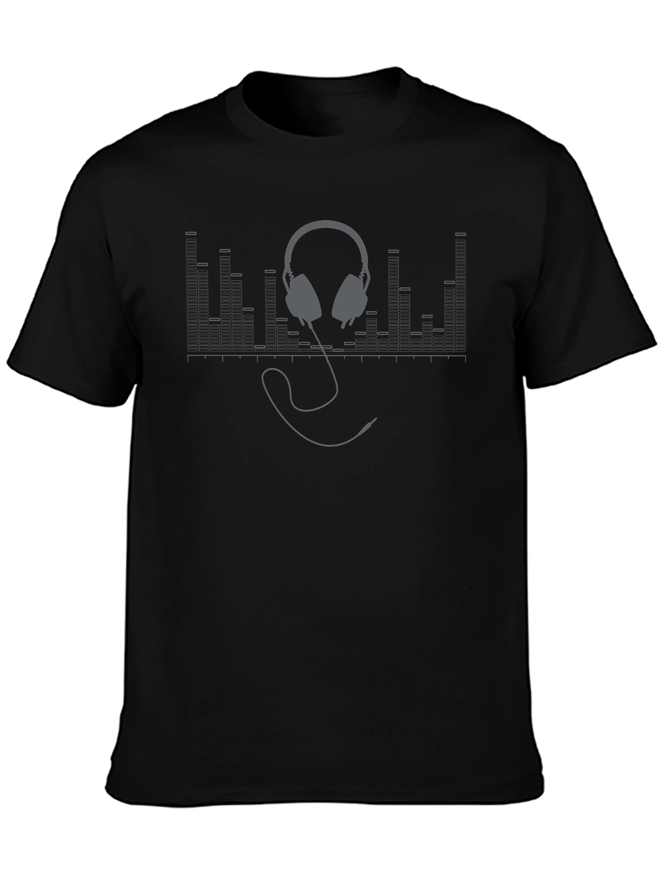 Stylish Black Headphones Graphic T-Shirt