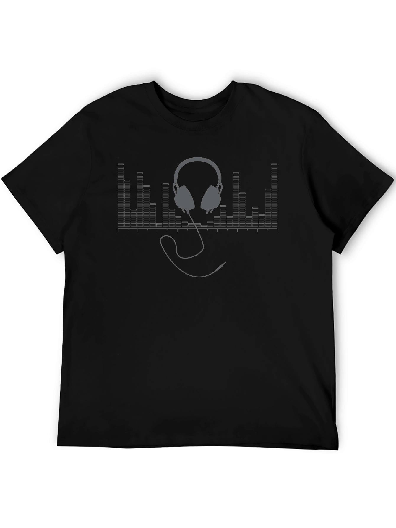 Stylish Black Headphones Graphic T-Shirt