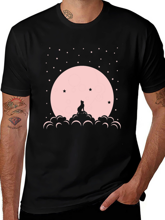 Black Cat Moon Stars Graphic Tee