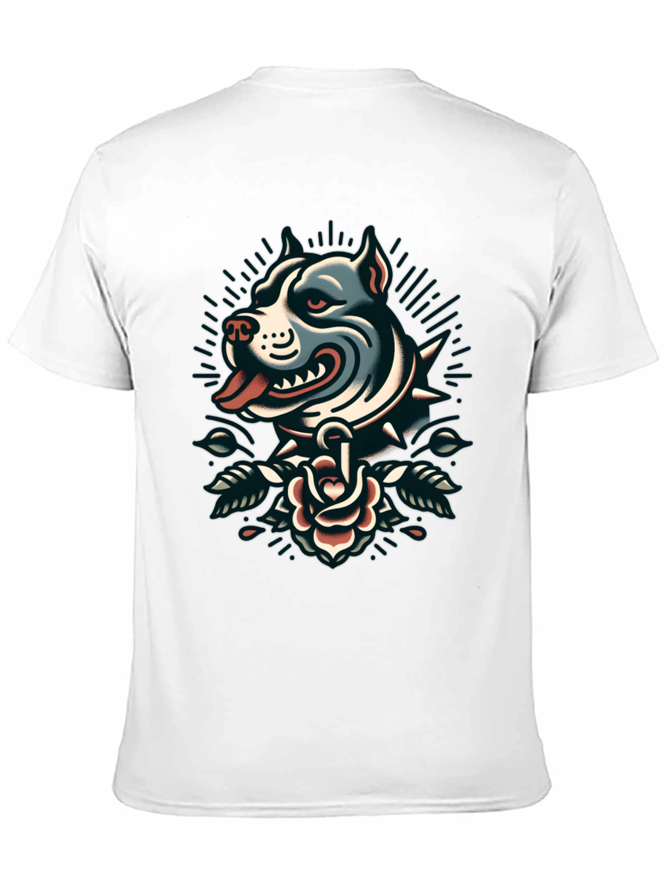 Pitbull Rose Tattoo Graphic Black T-Shirt