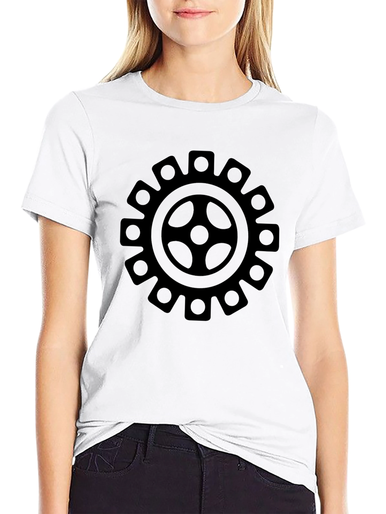 Gear Graphic Tee - Black Cotton Casual Shirt