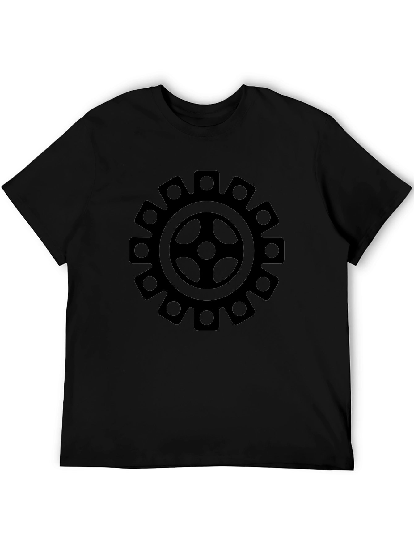 Gear Graphic Tee - Black Cotton Casual Shirt