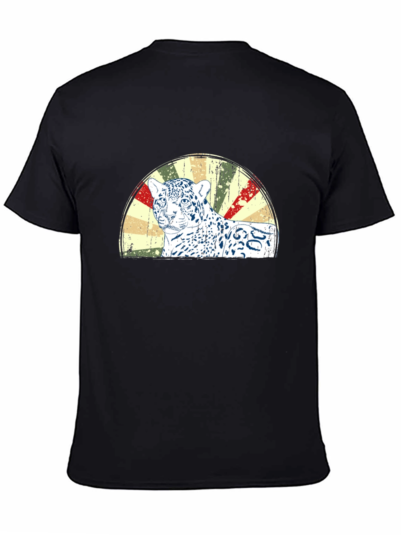 Leopard Cub Graphic Print Mens Black T-Shirt