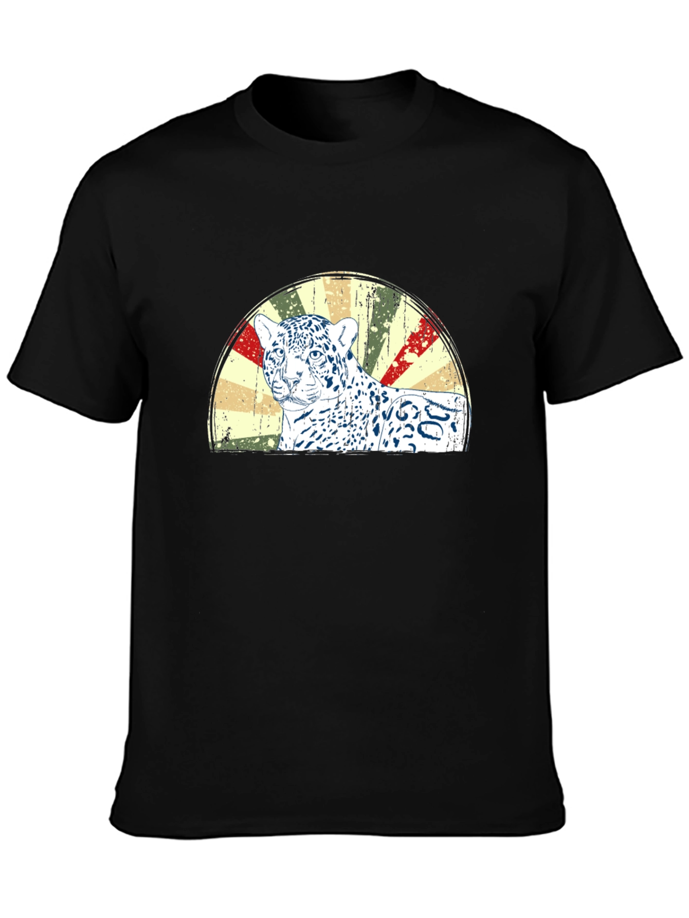 Leopard Cub Graphic Print Mens Black T-Shirt