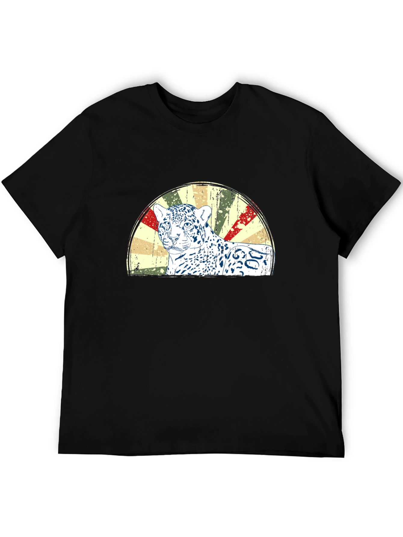 Leopard Cub Graphic Print Mens Black T-Shirt