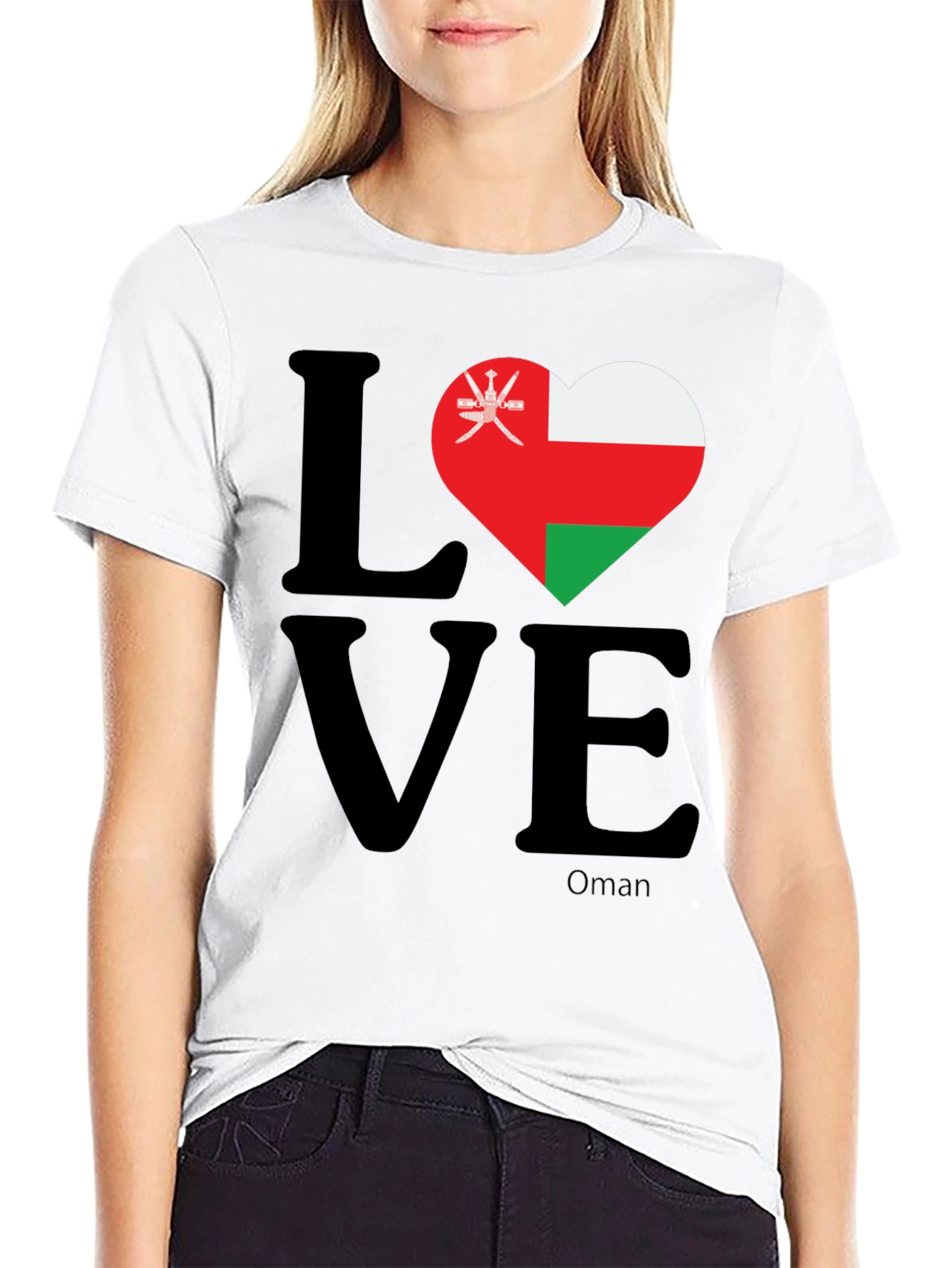 Oman Flag Heart T-Shirt - Love Oman Pride