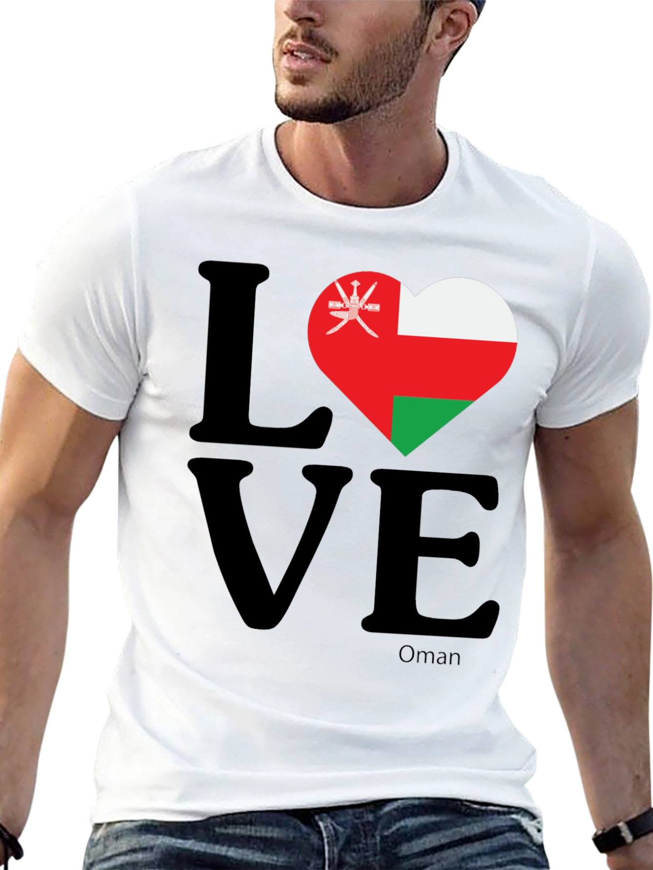 Oman Flag Heart T-Shirt - Love Oman Pride