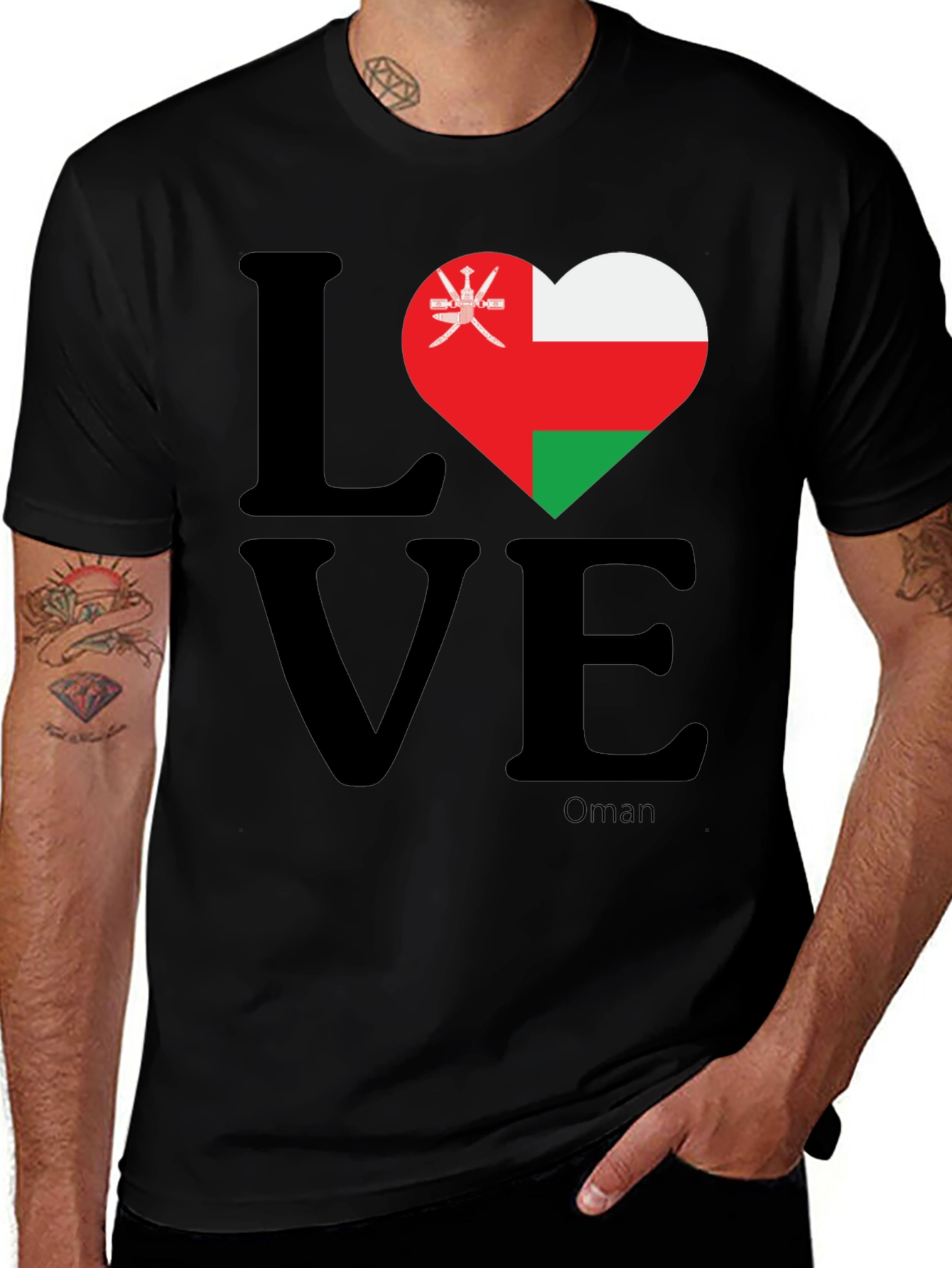 Oman Flag Heart T-Shirt - Love Oman Pride