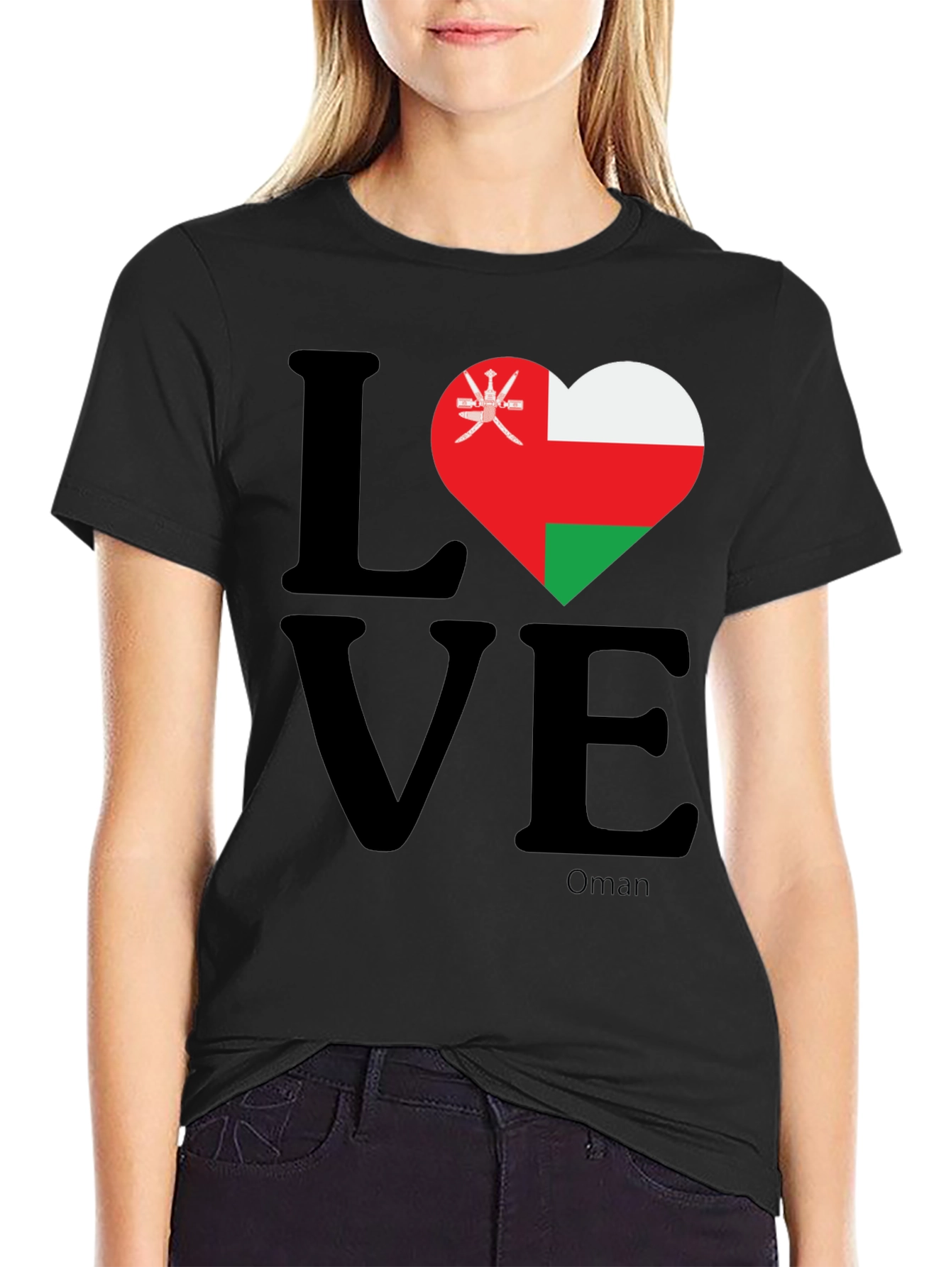 Oman Flag Heart T-Shirt - Love Oman Pride