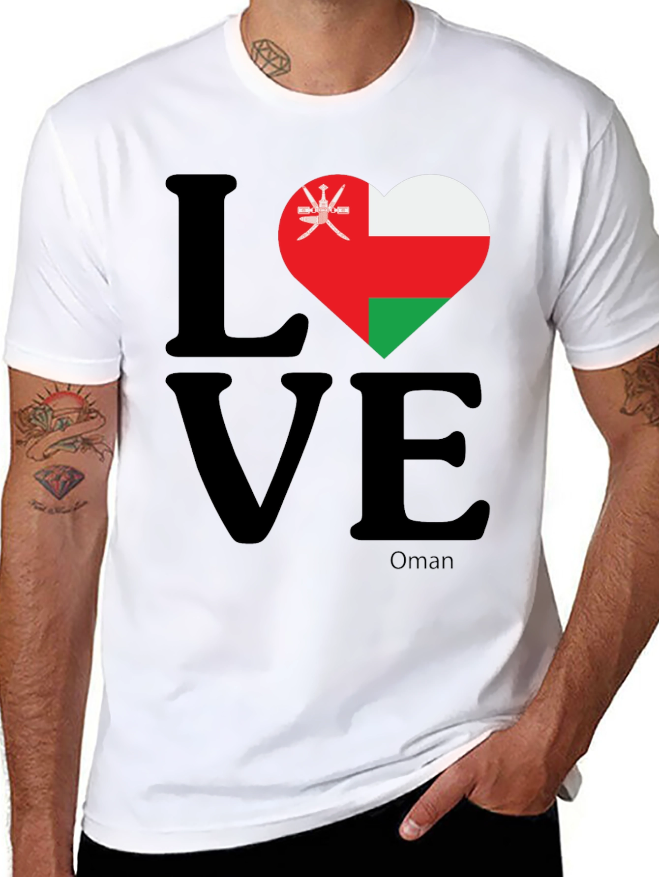 Oman Flag Heart T-Shirt - Love Oman Pride