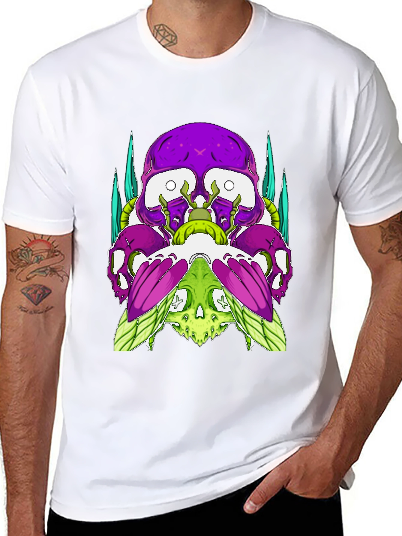 Skull Fusion Graphic Tee - Edgy Style