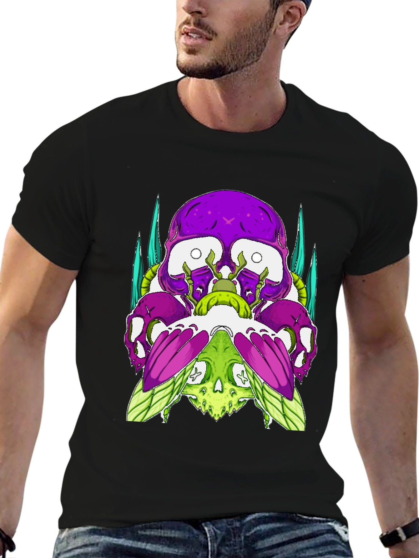 Skull Fusion Graphic Tee - Edgy Style