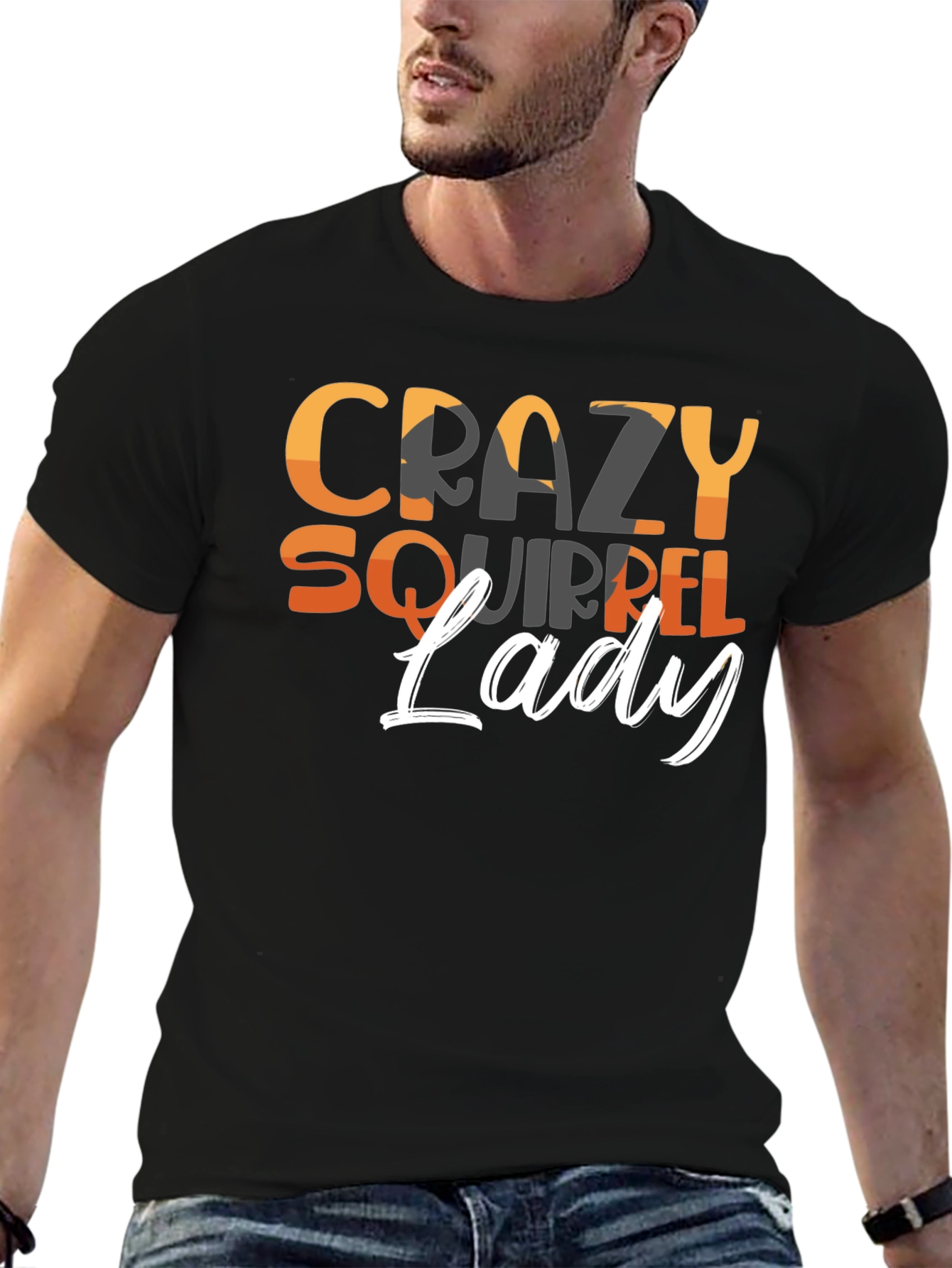 Crazy Squirrel Lady Graphic T-Shirt - Black