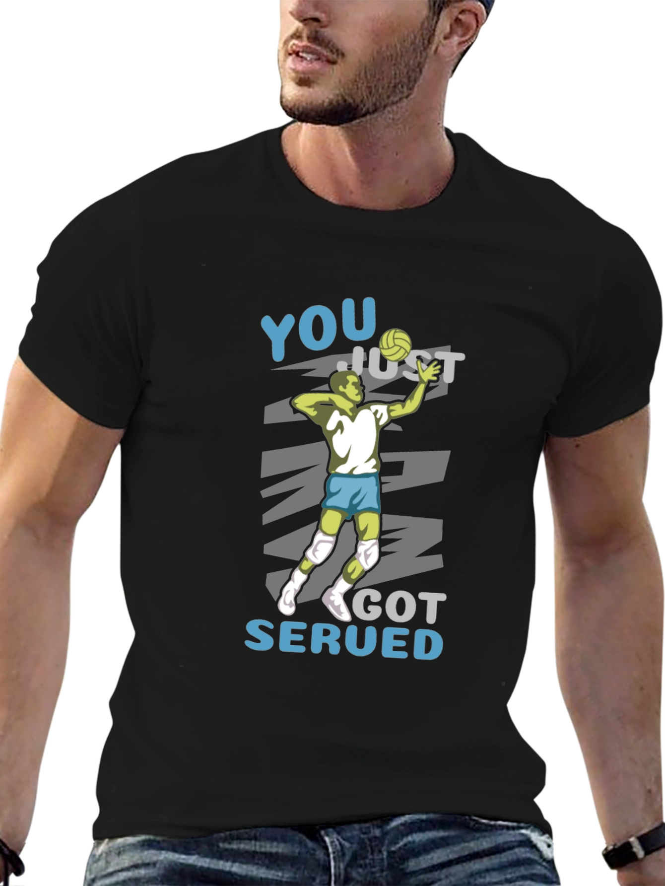 Volleyball Player You Just Got Served Black T-Shirt